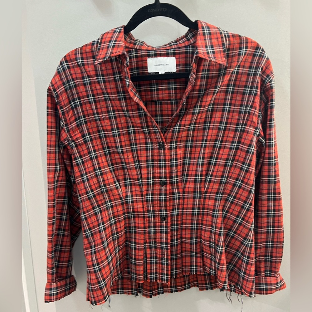 CURRENT Elliott  cotton twill pintucked shirt